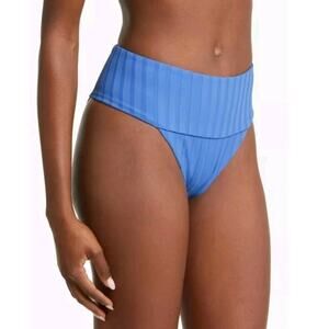 Vitamin A EMMI High Waist Rib Bikini Bottoms Dream Blue Sz large